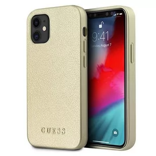 Guess GUHCP12SIGLGO iPhone 12 mini 5,4" złoty/gold hardcase Iridescent - Etui i futerały do telefonów - miniaturka - grafika 2