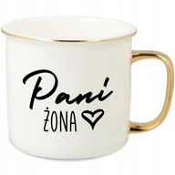 Kubki - KUBEK UCHO RANT ZŁOTY PORCELANOWY RETRO 280ML PREZENT DLA PANI ŻONA WZORY - miniaturka - grafika 1