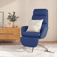 Fotele - Lumarko Fotel wypoczynkowy z podnóżkiem, niebieski, obity tkaniną! - miniaturka - grafika 1