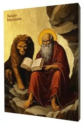 Ikona Świętego Hieronima z lwem - Ikony i obrazy sakralne - miniaturka - grafika 1