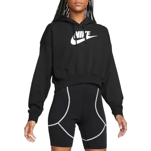 Nike DQ5850-010 W NSW Club FLC GX Crop HDY Długi sweter damski czarny/biały Rozmiar 2XL