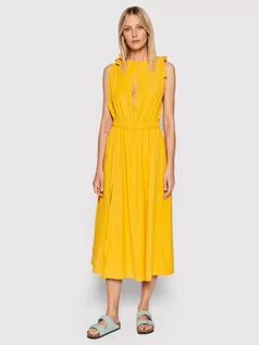 Sukienki - Drivemebikini Sukienka letnia Toscana 2022-DRV-079_WY Żółty Regular Fit - grafika 1