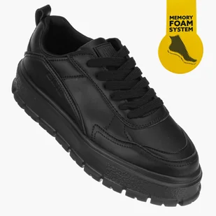 Buty Damskie BIG STAR Czarne Sneakersy Lekkie Eko Skóra NN274376 Czarny 37 - Sneakersy damskie - miniaturka - grafika 1