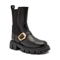 Botki damskie - Love Moschino Skórzane botki na platformie - miniaturka - grafika 1