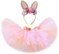 Dodatki do strojów karnawałowych - Strój Kostium Przebranie Królik Króliczek Spódnica Tutu  Opaska Uszy 110/128 Cm - miniaturka - grafika 1