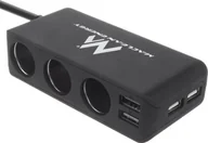 Ładowarki samochodowe - Ładowarka Maclean Rozdzielacz gniazda zapalniczki samochodowej Maclean MCE117A 3 gniazda, USB: 2 x 2.4A + 2 x 1A woltomierz max 120W czarny gumow - miniaturka - grafika 1