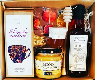 KOSZ PREZENTOWY PREZENT MIÓD HERBATA CZEKOLADA UPOMINEK - Zestawy upominkowe - miniaturka - grafika 1