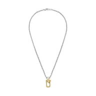 Naszyjniki męskie - Emporio Armani Męski Naszyjnik z wisiorkiem ze stali nierdzewnej dwukolorowy z zapięciem karabińczykowym - miniaturka - grafika 1