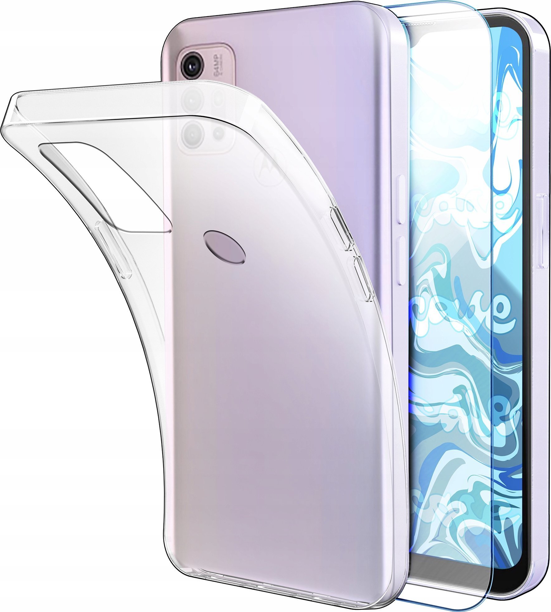 Etui Do Moto G10 / Power / G20 / G30 Przezroczyste, Silikonowe Szkło 9H