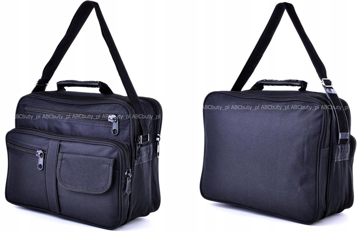 POZIOMA Czarna TORBA Męska NA RAMIĘ do PRACY Teczka A4 Aktówka KABURA G1-12