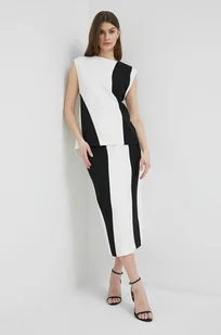 Calvin Klein spódnica kolor beżowy midi prosta - Spódnice - miniaturka - grafika 1