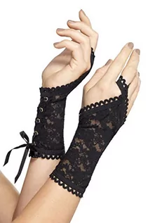 Rękawiczki - Smiffys damskie koronkowe rękawiczki (czarne) 45213 - grafika 1