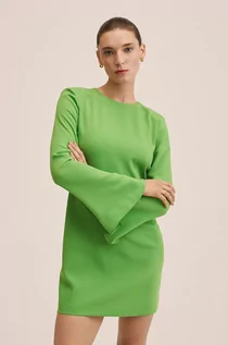 Sukienki - Mango sukienka Hole kolor zielony mini prosta - grafika 1