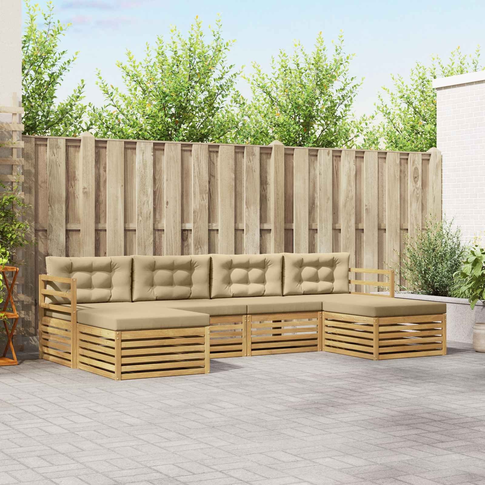 vidaXL Zestaw sof na zewnątrz 6 pcs Biały i Beżowy 325 x 162,5 x 73 cm