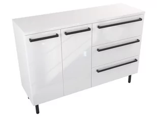 Szafka Stojąca Z Blatem ATH 120 cm DS Prawa - Biały Wysoki Połysk - Uchwyty Czarne Matowe - Szafki łazienkowe - miniaturka - grafika 1