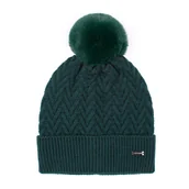 Czapki damskie - Damska czapka z delikatnym pomponem zielona - miniaturka - grafika 1