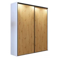 Szafy - Szafa przesuwna biała + dąb artisan + czarne paski G6-D89 - miniaturka - grafika 1