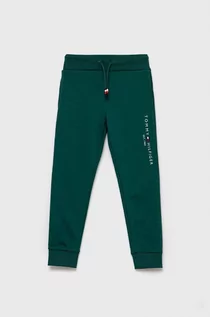 Spodnie damskie - Tommy Hilfiger spodnie bawełniane dziecięce kolor zielony z aplikacją - grafika 1