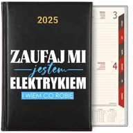 Notesy i bloczki - KALENDARZ TERMINARZ PLANER DZIENNY Czarny A5 2025 Prezent ELEKTRYKA WZORY - miniaturka - grafika 1