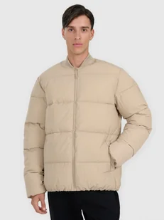 Męska kurtka puchowa pikowana 4F 4FWAW25TDJAM0709 - beżowa - Kurtki i kamizelki sportowe męskie - miniaturka - grafika 1