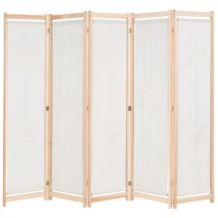 Parawan 5-panelowy, kremowy, 200 x 170 x 4 cm, tkanina - Parawany - miniaturka - grafika 1