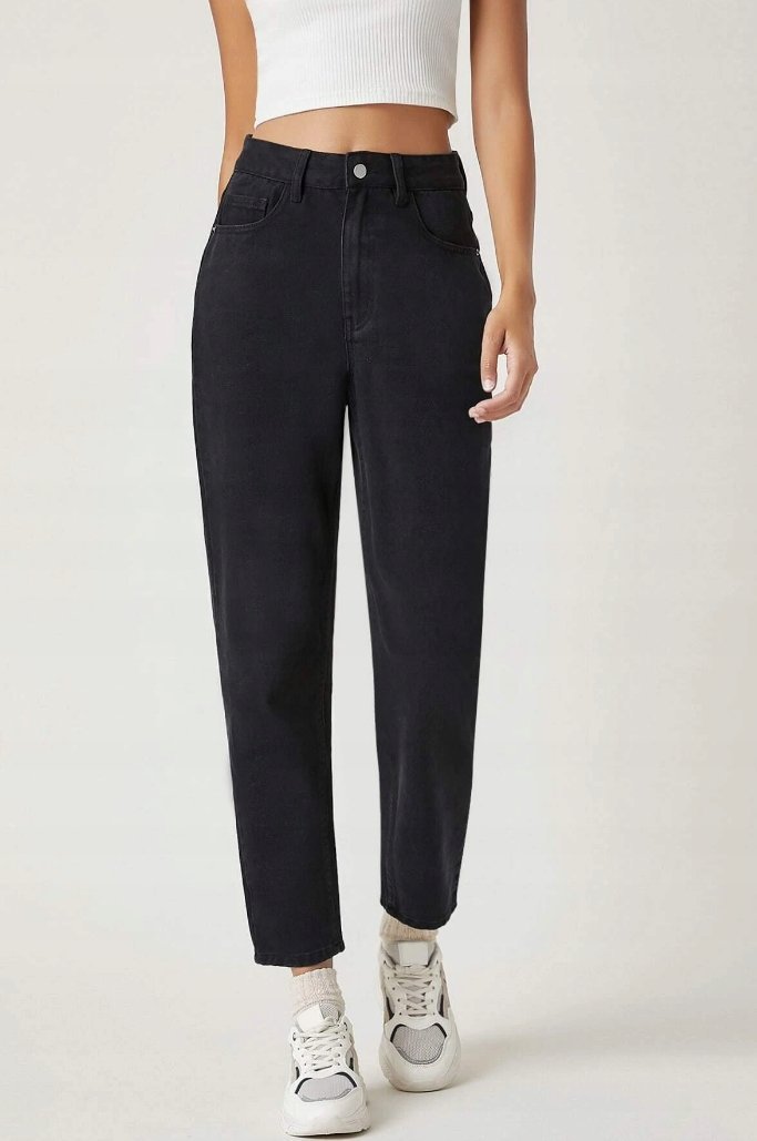 SHEIN JEANSY GŁADKIE BAWEŁNIANE CZARNE W32 V3A