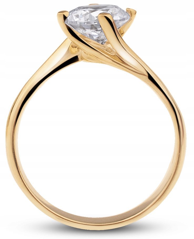 ZŁOTY PIERŚCIONEK ZARĘCZYNOWY Z DUŻYM BIAŁYM KAMIENIEM GRANDE 14KT 585