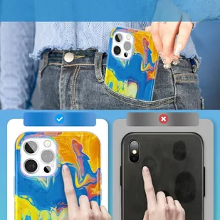 Kingxbar Watercolour Series kolorowe etui do iPhone 12 Pro / iPhone 12 żółtoniebieski - Etui i futerały do telefonów - miniaturka - grafika 3