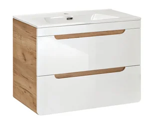 Elior Szafka Z Biały Umywalką Z Szufladami 60 Cm Połysk 120 Cm N1-W18 - Umywalki - miniaturka - grafika 1