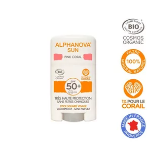 Alphanova SUN Krem w Sztyfcie SPF50+, Wodoodporny , Pink Coral, Sun, 12 ml - Balsamy i kremy do opalania - miniaturka - grafika 1