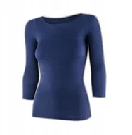 Koszulki i topy damskie - LS1628W Koszulka damska z rękawem 3/4 COMFORT MERINO granatowy L - miniaturka - grafika 1