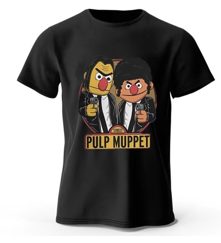 KOSZULKA Z NADRUKIEM MĘSKA ŚMIESZNA T-SHIRT Ulica Sezamkowa PULP FICTION L