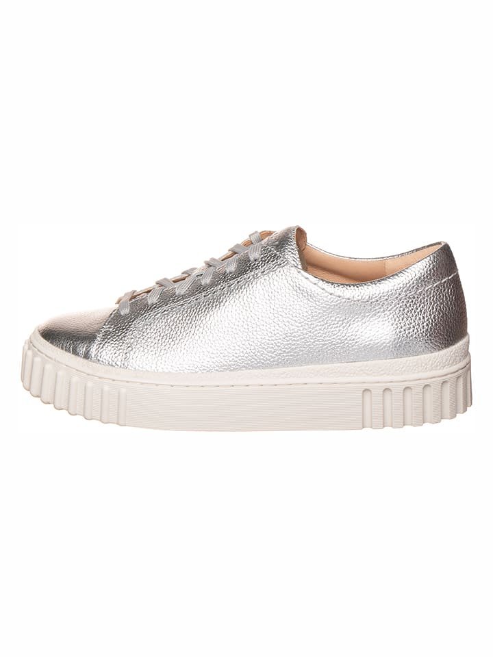Clarks Skórzane sneakersy w kolorze srebrnym