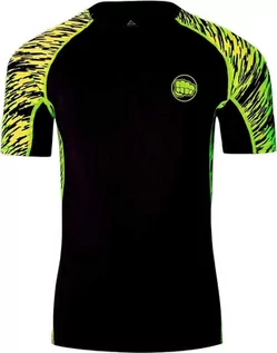 Koszulki sportowe męskie - WarHouse Rashguard Small Logo Neon Krótki Rękaw Black - grafika 1