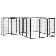 Sprzęt podróżny i transportery dla psów - vidaXL Kojec dla psa, 18 paneli, czarny, 50x100 cm, stal - miniaturka - grafika 1