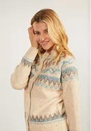 Swetry damskie - blonda Damski sweter z dzianiny 15424762-BL01, beżowy, niebieski, brązowy, XL/XXL, Beżowy, niebieski, brązowy, XL-XXL - miniaturka - grafika 1