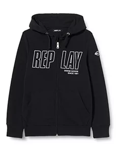Replay Chłopięca bluza z kapturem z zamkiem błyskawicznym, czarna (Black 098), 10 lat, czarny (098 Black), 10 Lat - Bluzy dla chłopców - miniaturka - grafika 1