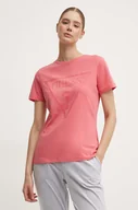 Koszulki sportowe damskie - Guess t-shirt bawełniany kolor różowy - miniaturka - grafika 1