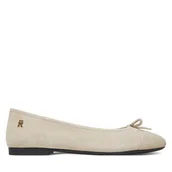 Baleriny - Baleriny Tommy Hilfiger Toe Cap Suede Ballerina FW0FW08909 Beżowy - miniaturka - grafika 1