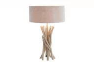 Lampy stojące - Invicta Interior Lampa stołowa Euphoria beżowa lniana drewno 62cm 38154 - miniaturka - grafika 1