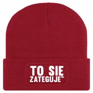 Czapki damskie - Czapka Jesienna Bawełniana ZIMOWA Czerwona Beanie TO SIĘ ZATEGUJE Wzory - miniaturka - grafika 1