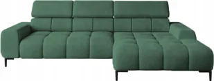 DomoHome Narożnik tapicerowany w kształcie litery L prawy bok 177x270 cm Narożnik z funkcją spania Sofa rozkładana Funkcja spania Małe 3 siedziska Regulowane zagłówki Regulowane siedzisko Zielony - Sofy i kanapy - miniaturka - grafika 1