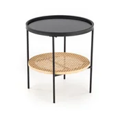 Ławy i stoliki kawowe - Stolik Kawowy Okrągły Czarny Rattan Halmar Kampa - miniaturka - grafika 1