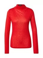 Koszulki i topy damskie - Taifun Damska koszulka z długim rękawem z krótkim rękawem z krótkim rękawem i okrągłym dekoltem, jednokolorowa, czerwony (Electric Red), 34 - miniaturka - grafika 1