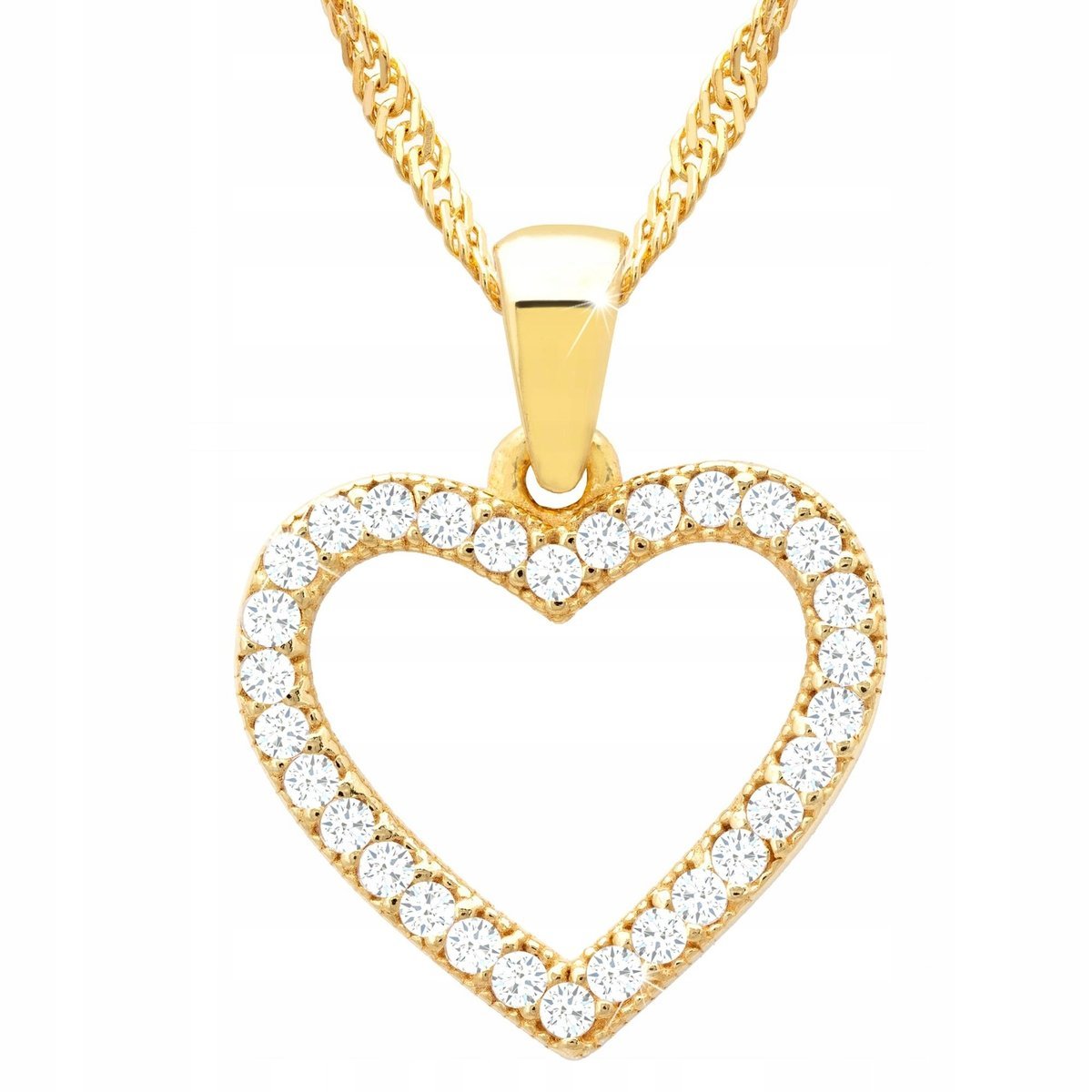 Złoty Naszyjnik z Sercem Serduszkiem Zawieszka Serce Serduszko SREBRO 925