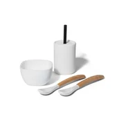 Miseczki i talerzyki dla dzieci - Avanchy Le Petite Silikonowy Zestaw Obiadowy Dla Dziecka White - miniaturka - grafika 1