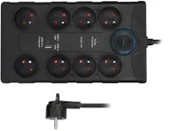 Listwy zasilające - Solight přepěťová ochrana, 8z, USB A+CA, 2m, černá PO80B - miniaturka - grafika 1