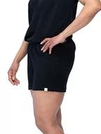 Spodenki damskie - greenjama Damskie szorty z Derby Rib od dołu piżamy, czarny, 36 - miniaturka - grafika 1