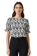 Bluzki damskie - Bluzka damska Vero Moda Dicthe z krótkim rękawem biało czarna-XS - miniaturka - grafika 1