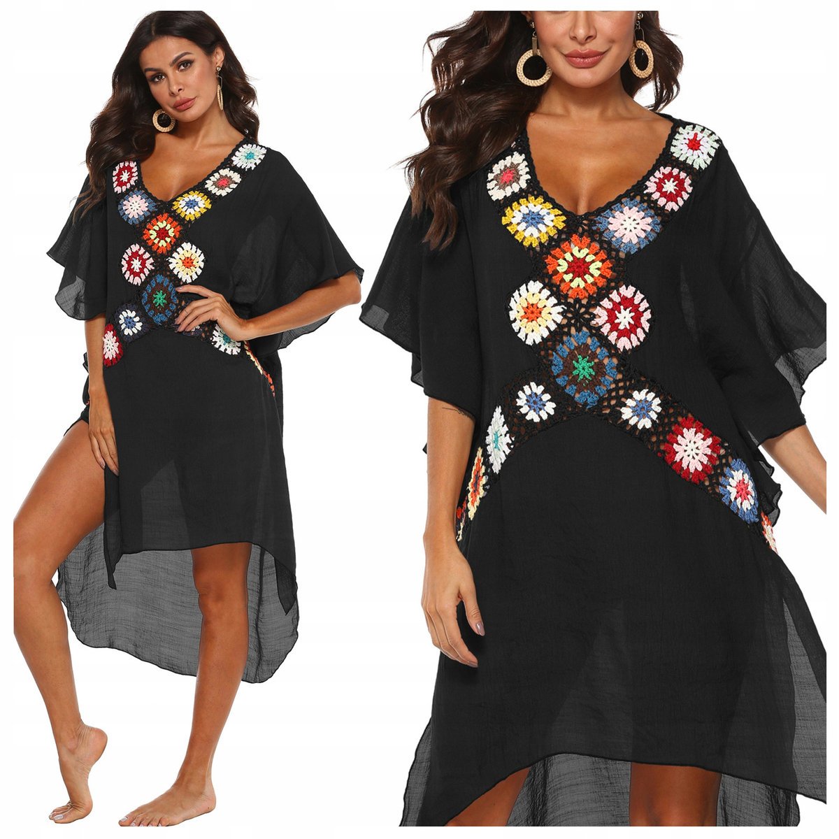 Pareo tunika sukienka plażowa z haftem tunika na lato